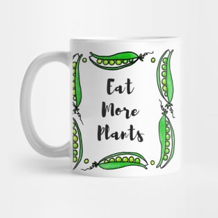 EAT MORE PLANTS - Framed in a Wreath of Watercolor Green Peapods Mug